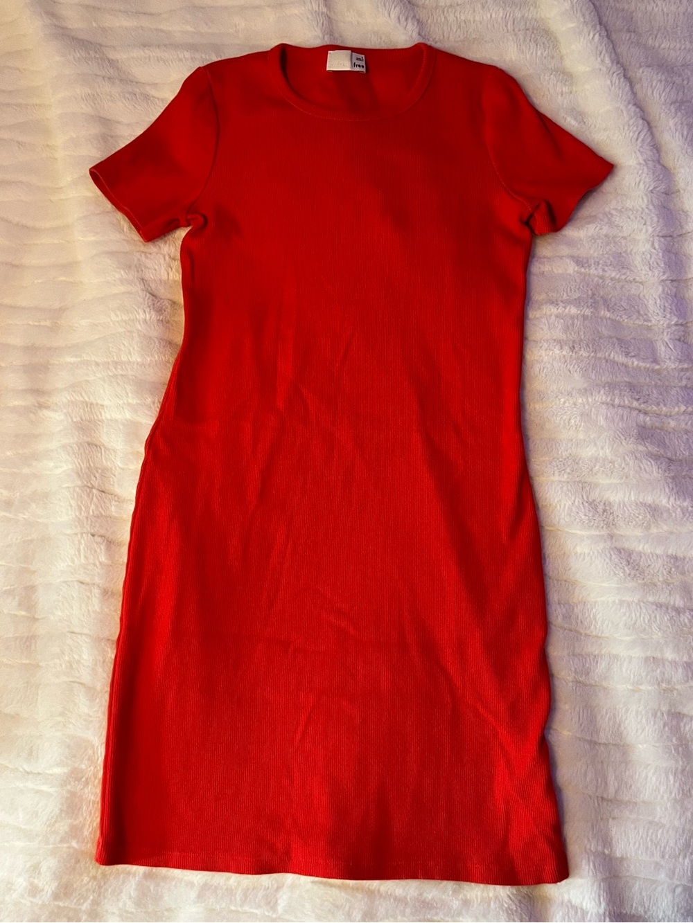 Wilfred Red Ribbed Crewneck Mini Dress - Small